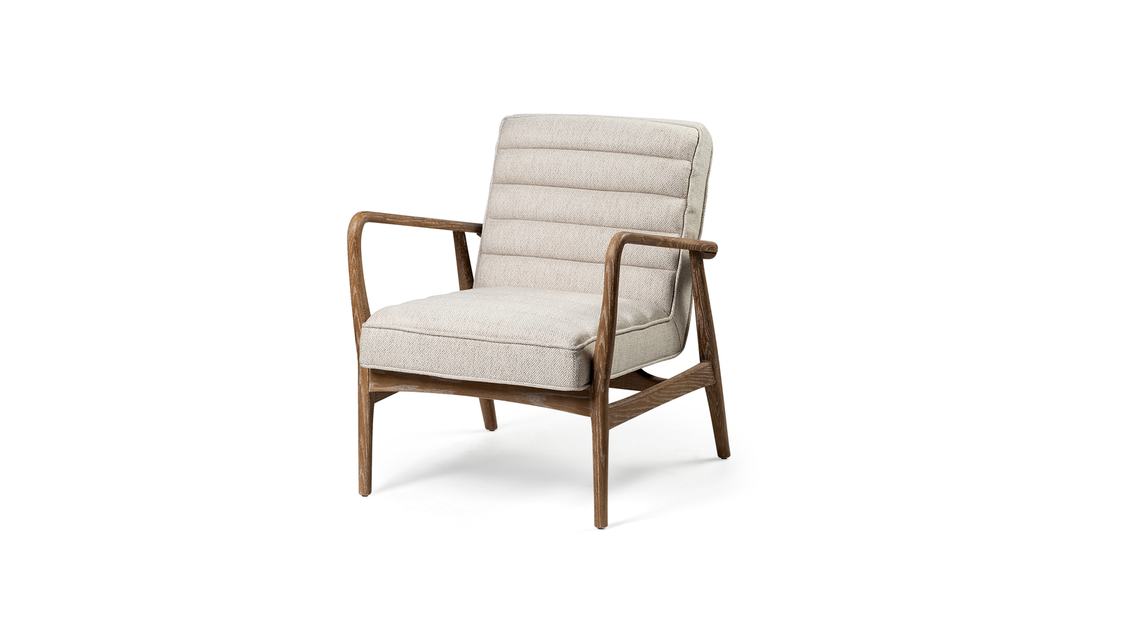 Ajax II Cream Fabric W/ Brown Wooden Frame Accent Chair