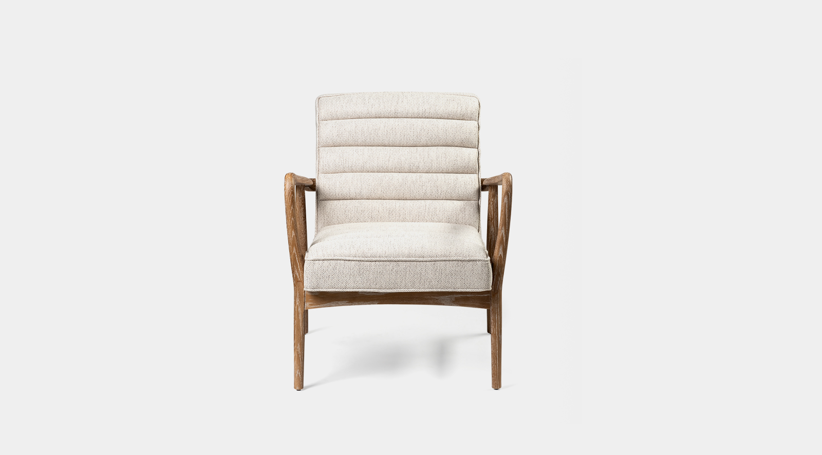 Ajax II Cream Fabric W/ Brown Wooden Frame Accent Chair - Image 3