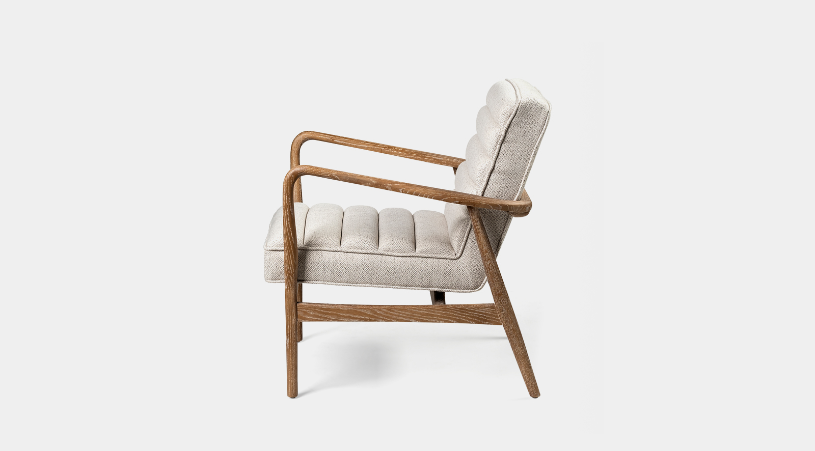 Ajax II Cream Fabric W/ Brown Wooden Frame Accent Chair - Image 4