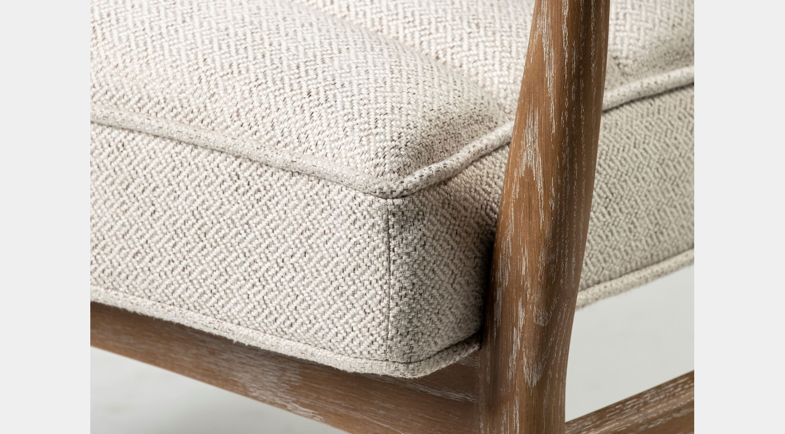 Ajax II Cream Fabric W/ Brown Wooden Frame Accent Chair - Image 13